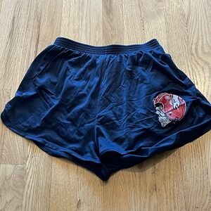 Y2K SOFFE Micro Mini Shorts Navy Top Gun Flight Helmet Skull Graphic Indie Punk